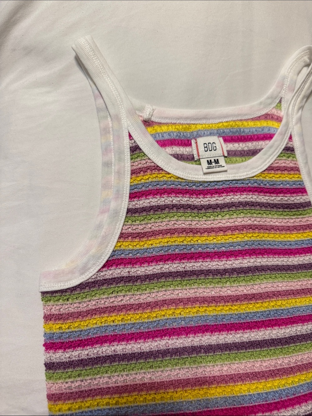 BDG Urban Outfitters Rainbow Striped Knit Tank Top | Size Medium - Picture 3 of 6